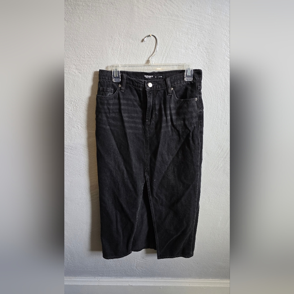 Old Navy Charcoal Denim Midi Skirt
